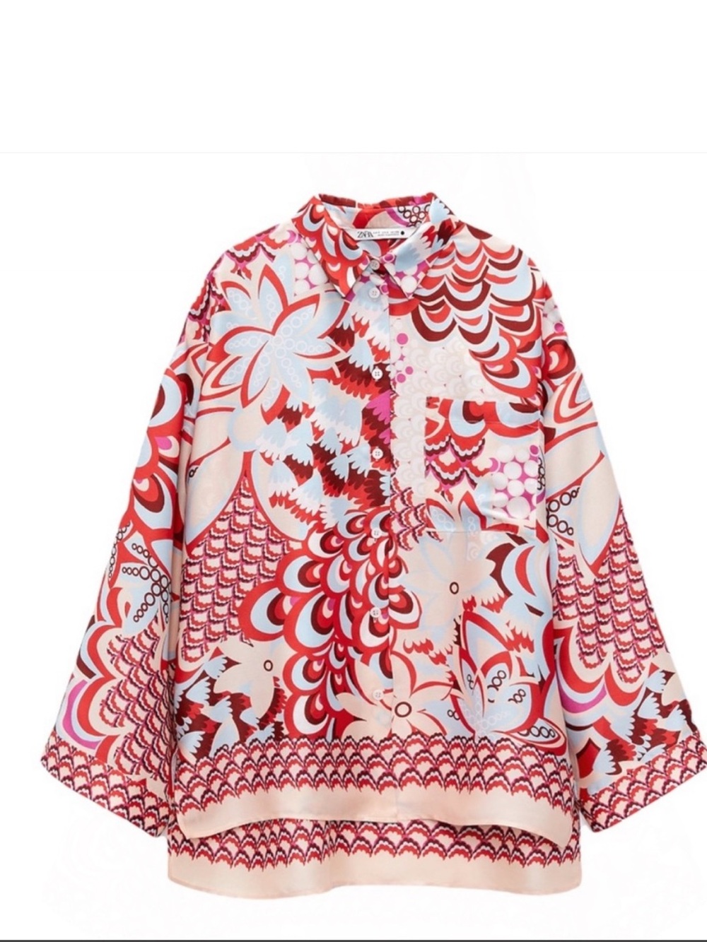 Zara Satin Floral Printed Hi Lo
Button Up Shirt xs